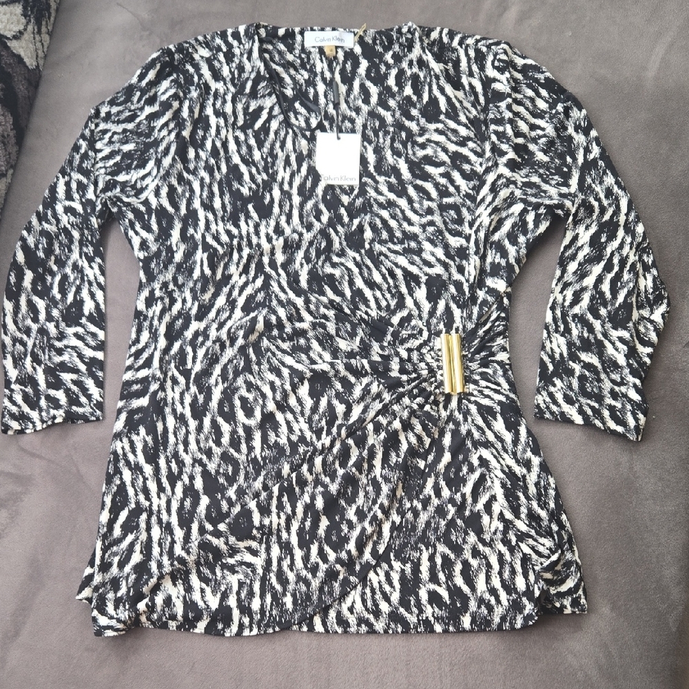 Calvin Klein Black and White Patterned Top